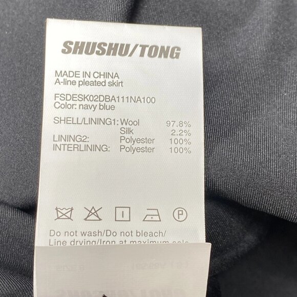 Shushu/Tong Women’s A-Line Pleated Skirt – Navy Blue - Picture 9 of 9